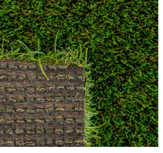 Malibu Fescue Light artificial turf — blade and backing detail