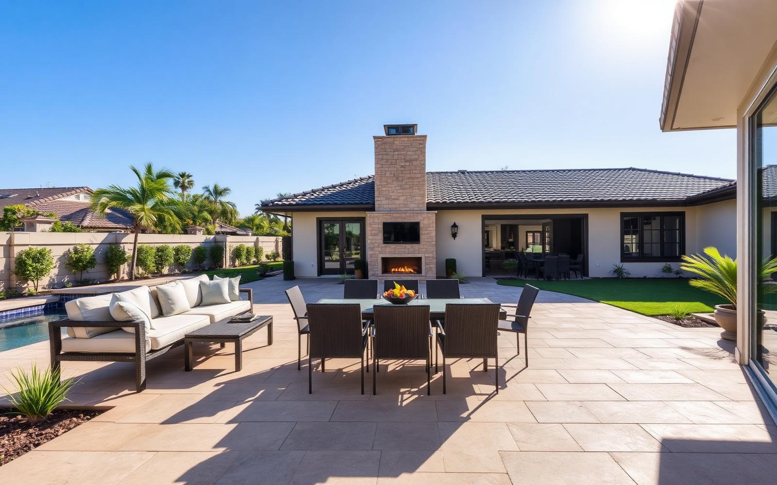 Patio + Turf Combo — Hardscape integrated with lawn